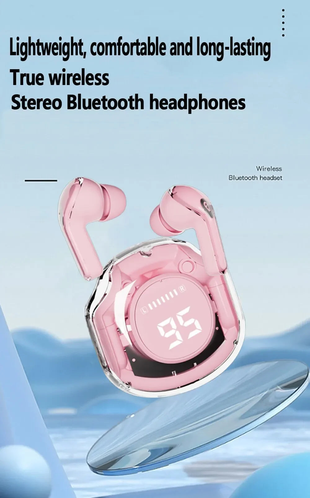 Wireless Bluetooth Earphones Noise Reduction Bluetooth Headphone  Headset Transparent Shell Waterproof Gaming Earphones