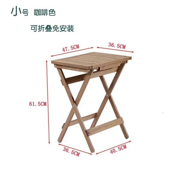 Solid Wood Folding Tea Table Minimalist Design for Home Or Outdoor Use with Smooth Rounded Corners And Premium Hardware