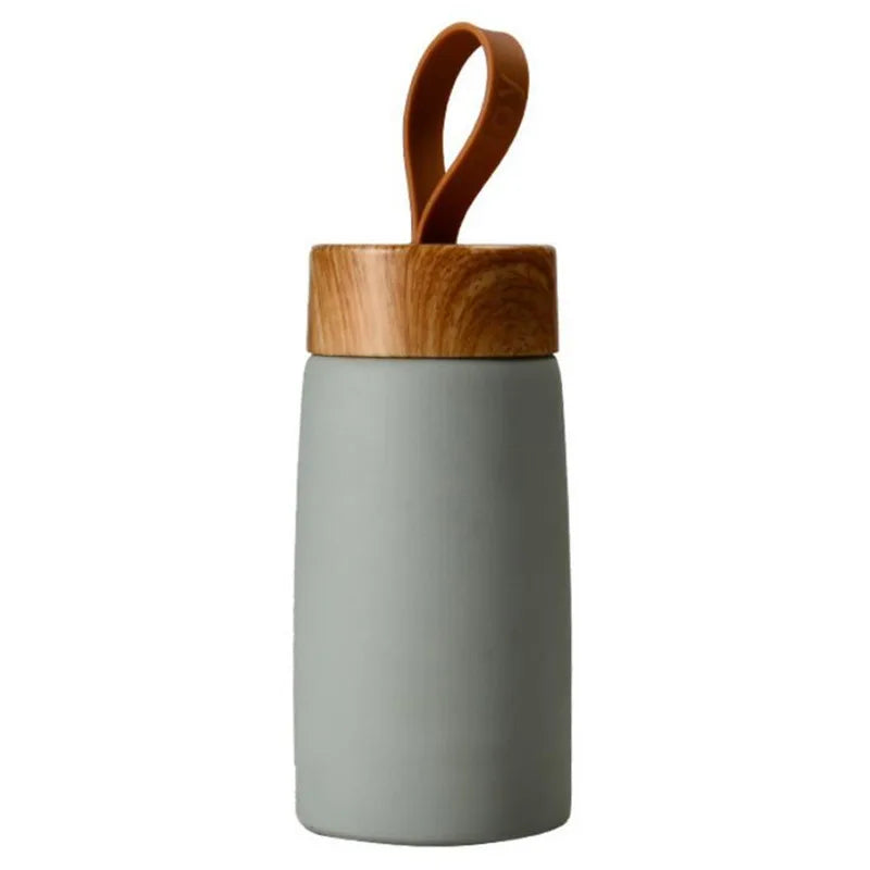 PortableThermal Cup Double Wall Travel Mug Creative Wood Grain Mini Cups Stainless Steel Vacuum Insulated Bottle