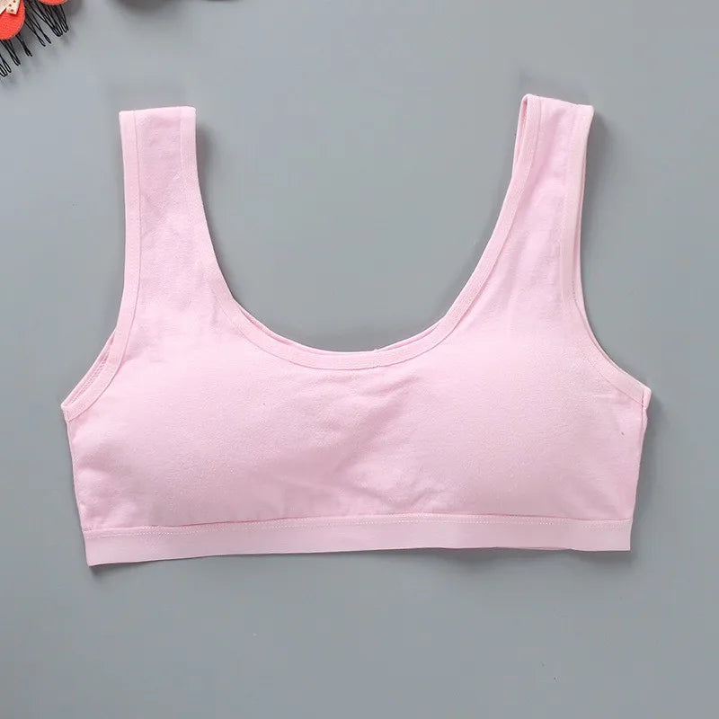8-16Y Young Girls Bra Panties Set Solid Color Removeable Padded Children Underwear Training Bra Teenage Lingerie Kids Sport Bras