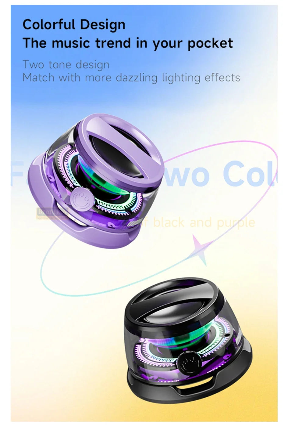 Wireless Bluetooth Speaker Gift Magnetic Bracket Portable High-sound Quality TWS interconnected LED Color Light Mini Speaker