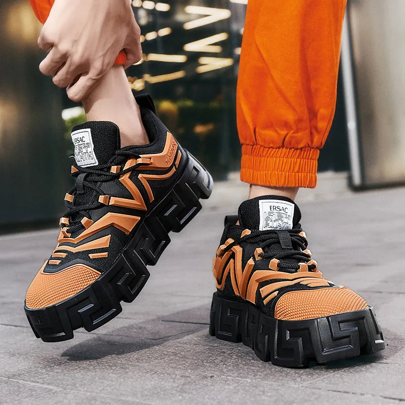 Men's Casual Sports Shoes, Fashionable Thick Soled Skateboarding Shoes, Trendy and Comfortable Men's Shoes Suitable for Outdoor