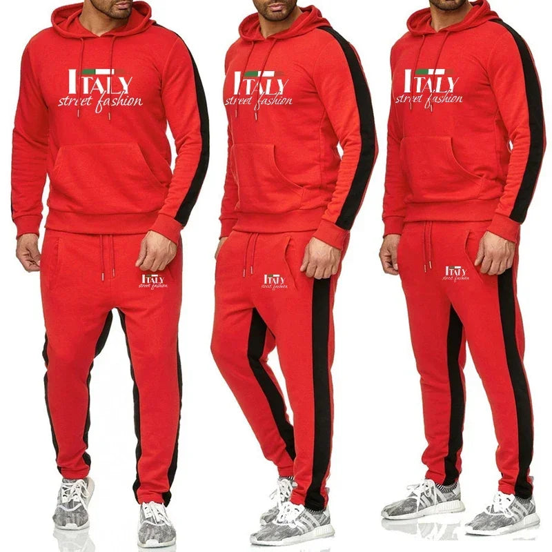 Jogging Men Two Piece Hot Sale High Quality Men's Tracksuit Outdoors Sports Set Men Hoodie Fashion Comfortable Casual Simplicity