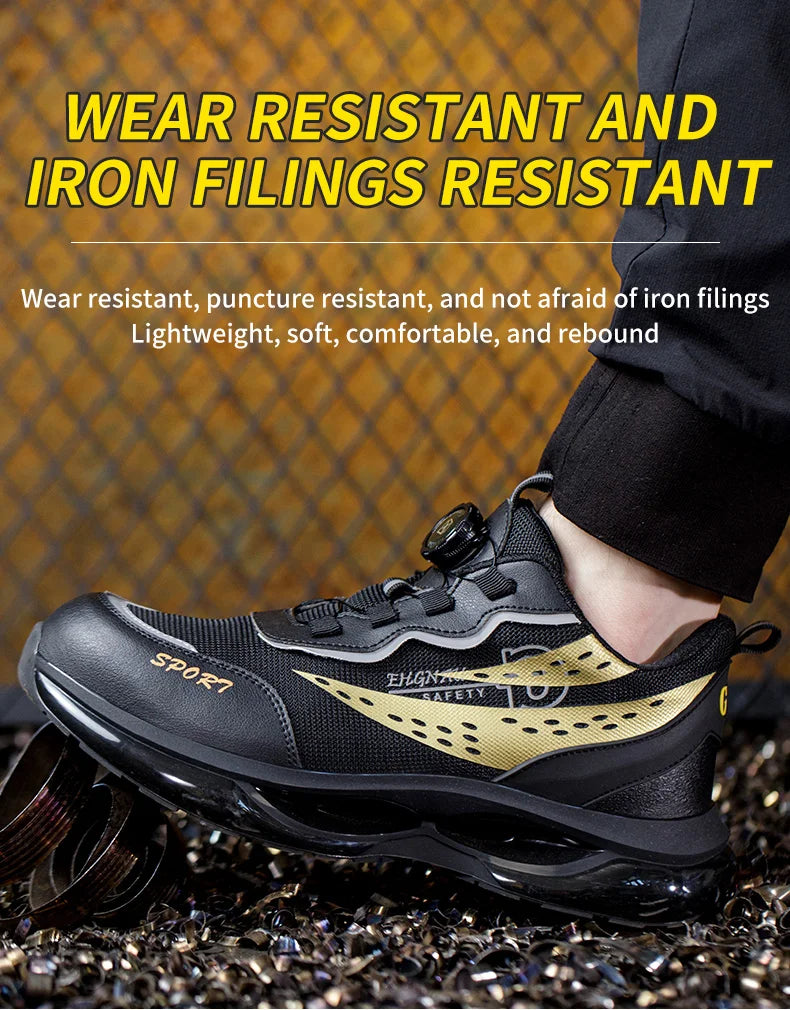 Steel Toe Safety Shoes Anti-smash Anti-Puncture Work Boots Men Slip Resistant Breathable Outdoor Work Indestructible Shoes