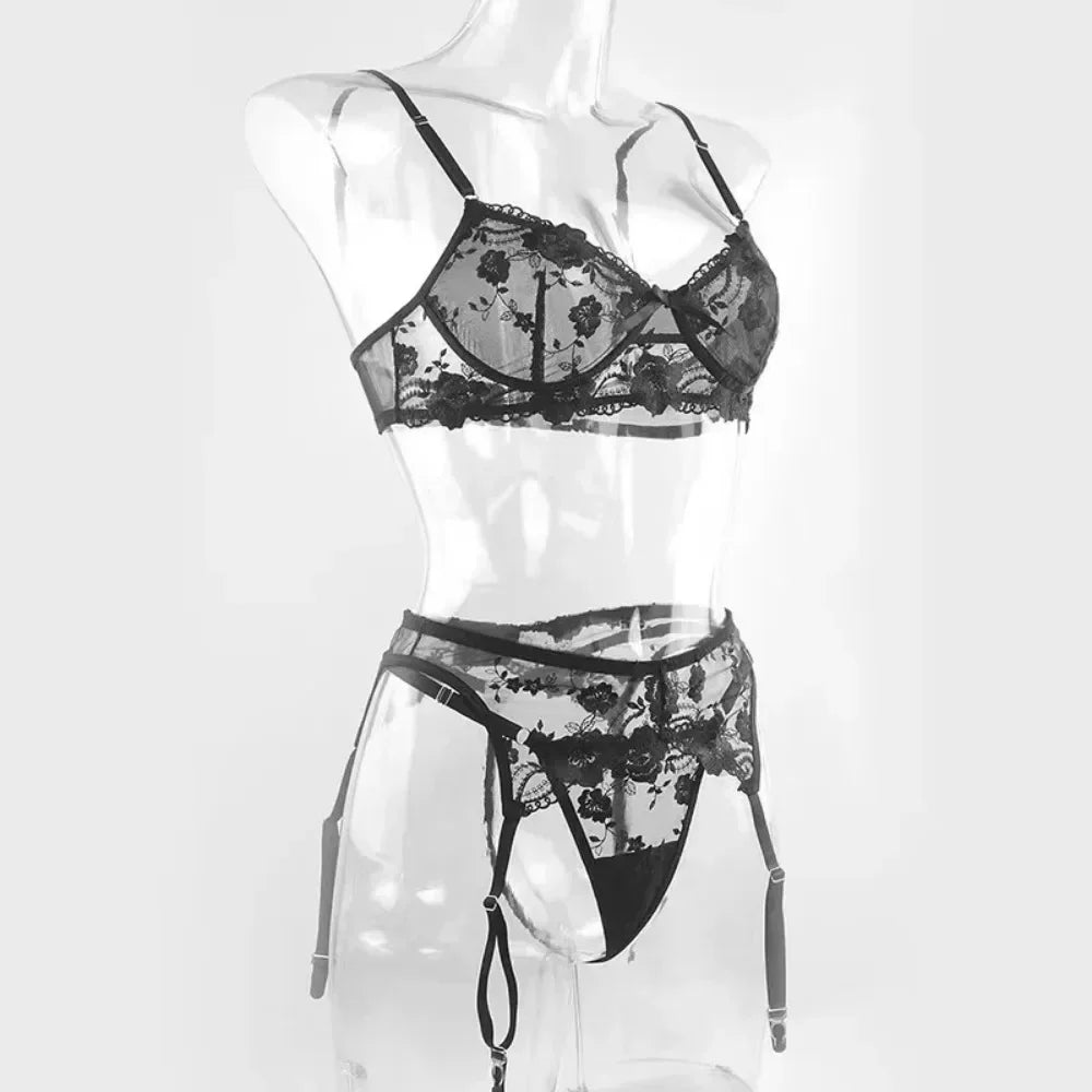 Women Lingerie Set Lace Embroidery Push Up Bra Panties Sets Deep V Gather Top Sexy Underwear Bras Brassiere Lingerie Set sissy