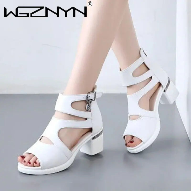 2025 NEW Comfortable Fashion Shoes Women Sandals High Heels Summer Sweet Fashion Wedding Shoes White and Black Handmade Sandals