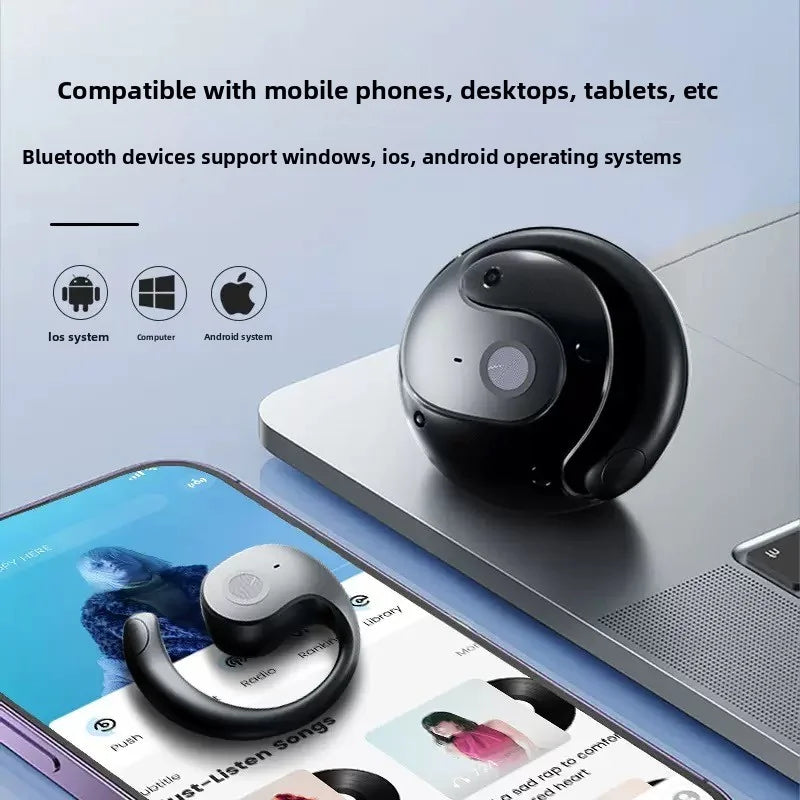 Bluetooth wireless headphones - bone conduction - touch control - non-intrusive earpiece - extremely long battery life