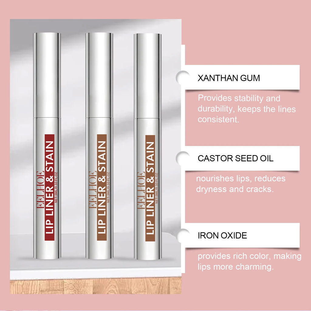 EELHOE Peel off Lip Liner Tattoo 3 Colors Matte Waterproof Non-stick Tear-Off Lip Stain Long Lasting Lip Liner Make up Cosmetics