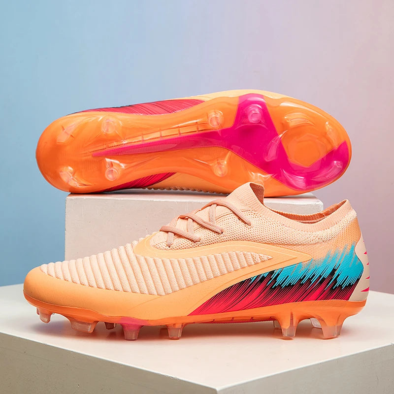 Football Shoes Men Quality Outdoor Training Soccer Boots Black White Long Spike Suitable for Teenager Boys Big Size