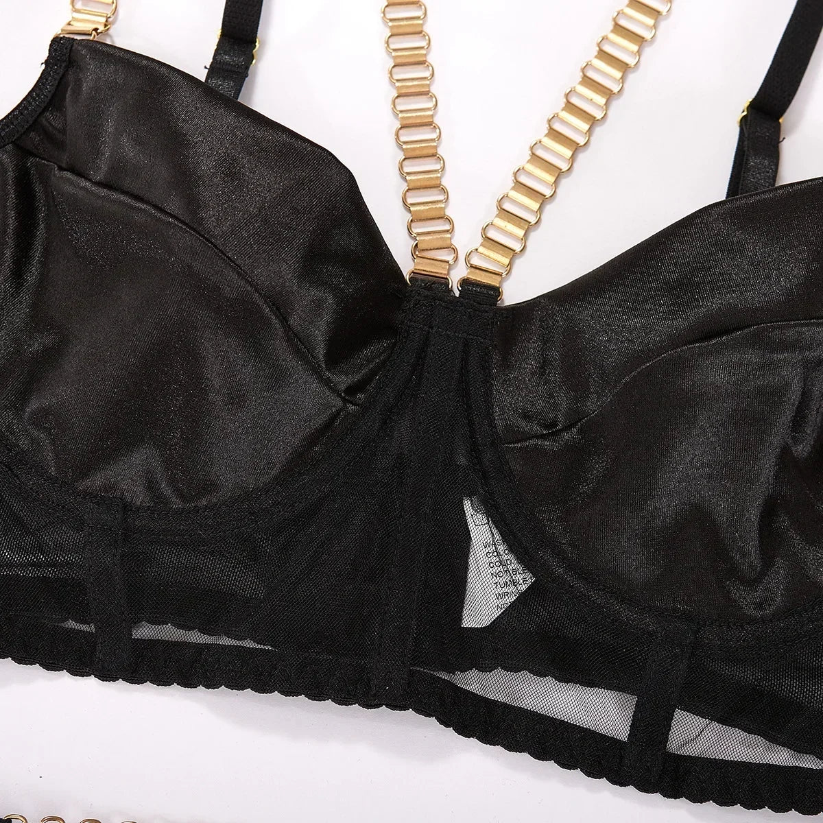Bra Set Women Underwear Sexy Lingerie Chain Straps Bras with Panties and Garter Leg Ring Sensual Sets Intimate Langerie