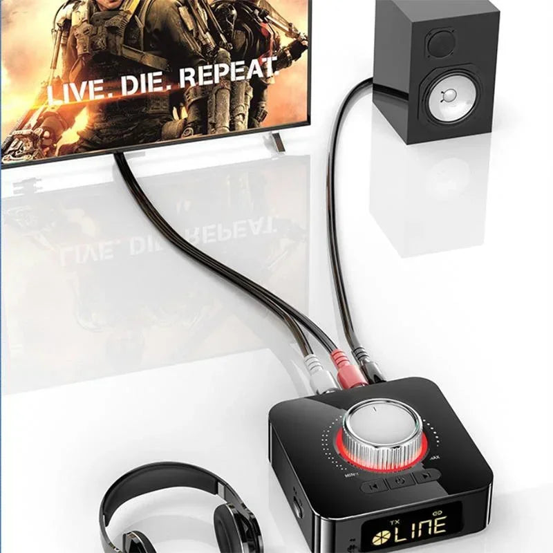 Bluetooth 5.0 Wireless Audio Adapter Digital Display 2in1 Receiver Transmitter AUX Converter Portable Audio Streaming Device