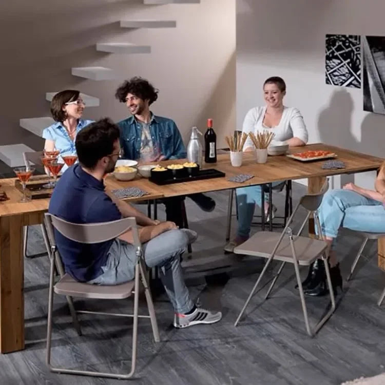 Solid Wood Folding Dining Table, Retractable, Nordic, Rectangular Foldable, Household, Apartment Invisible Dining Customizable