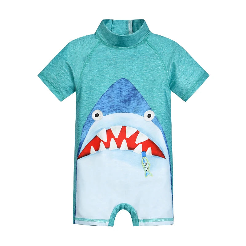 Summer Baby boy Short Sleeved Swimwear Sunscreen High Elasticity Cartoon Printing Cute And Cool Out Doors Swimming Pool  Parti