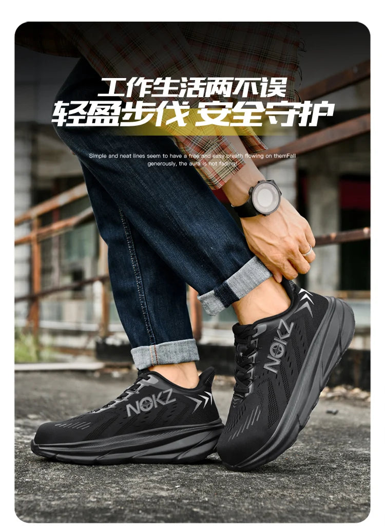 Men's Industrial Safety Shoes Anti-Slip Wear-Resistant Steel Toe Cap Protective Work Sneakers Breathable Comfortable for Constru