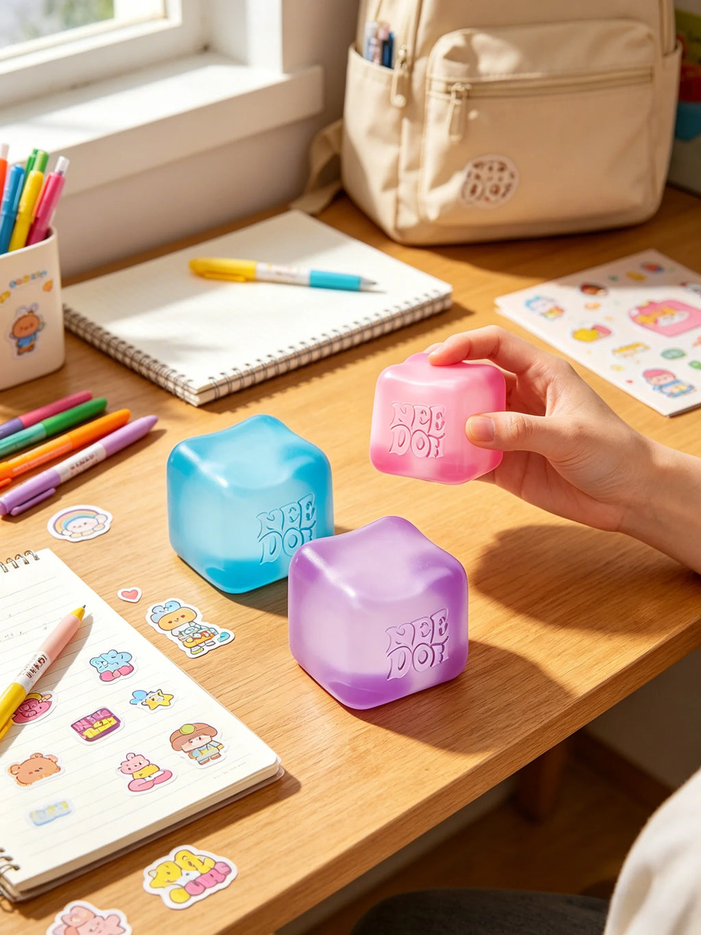 Needoh Nice Cube Sensory Stress Reliever Fidget Tool for Anxiety &Focus Desk Sensory Cube for Adults & Anti-Anxiety Squeeze Kids