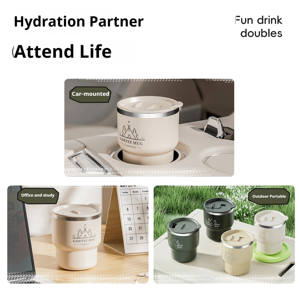 400ML Stainless Steel Thermal Cup Office Coffee Mug  Double Layer Insulated Water Cup Portable Keeps Cold and Heat Thermal Mug