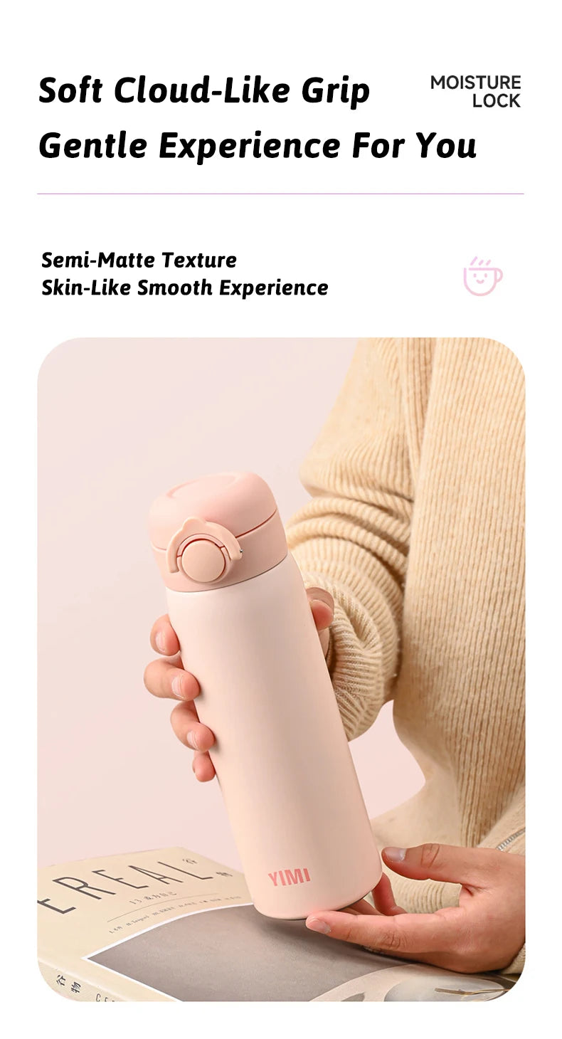 500ml Thermos Large Capacity Stainless Steel Thermal Water Bottle Portable Vacuum Cup with Handle Double-layer Travel Tumbler