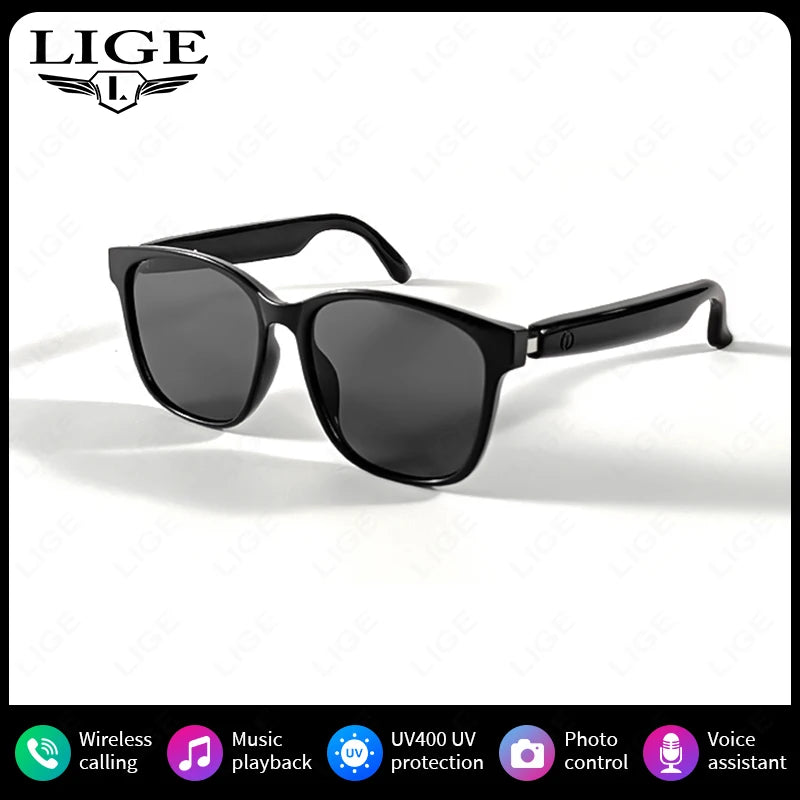 LIGE Bluetooth Inteligente Glasses Life Waterproof Smart Glasses Anti-blue Glasses Anti-ultraviolet Sunglasses for Android iOS
