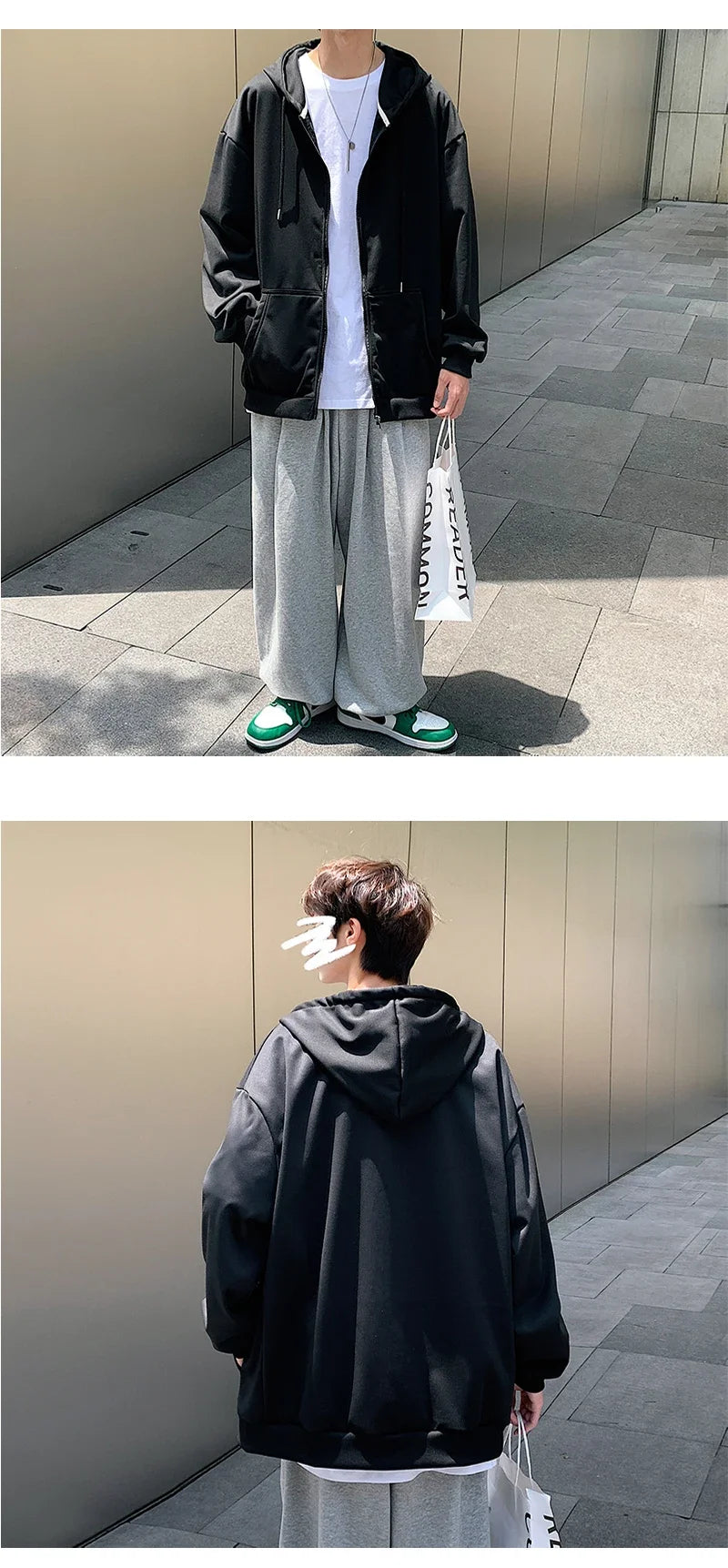 Men's  Trendy Hoodie Cardigan Autumn Hooded Sweatshirt Solid Color Classic Jacket Long Sleeve Zipper Coat Casual Men Clothing