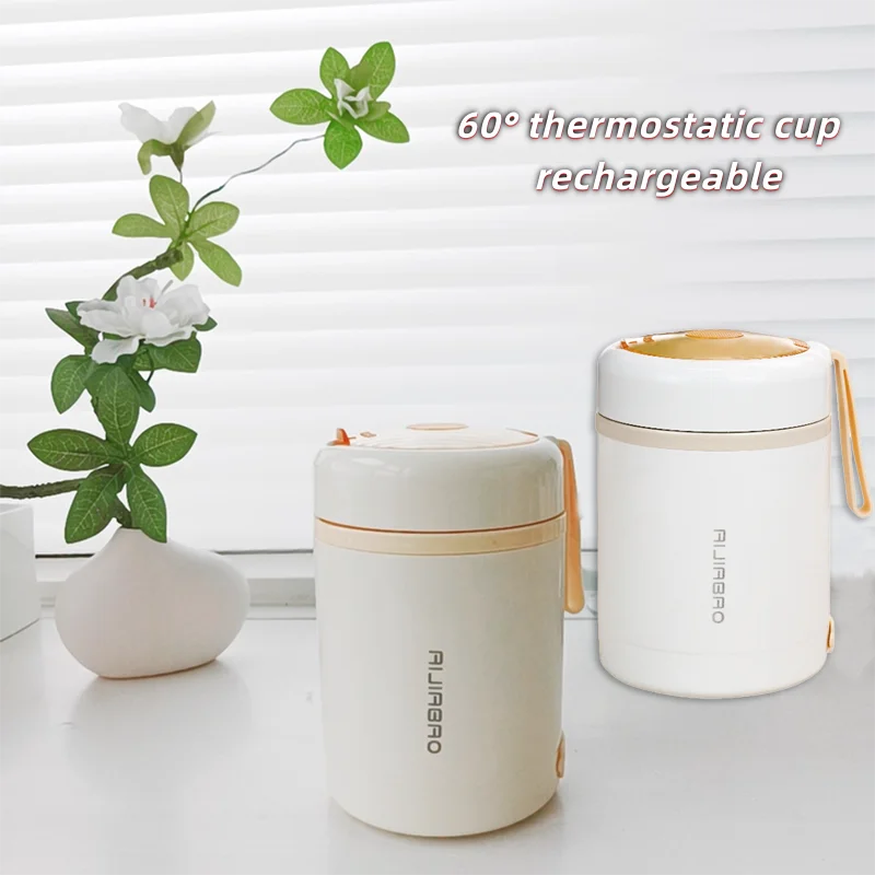 304 stainless steel thermos cup for office workers to take away portable mini thermal soup kettle rechargeable plug-in heating