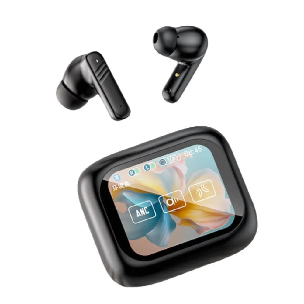 Bluetooth 5.4 Full Touch Screen Headphones Smart LCD in Ear Wireless in-Ear Earbuds Long Battery HD Call ANC Bluetooth Earphones