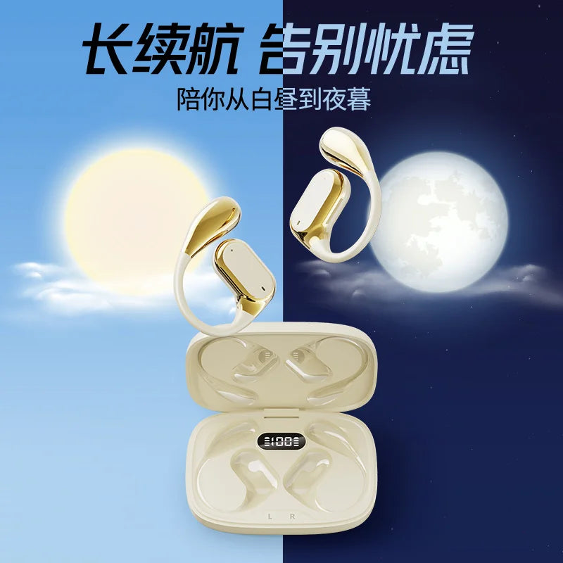 Bluetooth 5.4 headphones, over-ear ear hooks, noise-reducing sports headphones, 360° rotatable wireless headphones, with microph