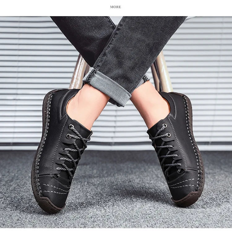 Shoes for Men Leather Casual Shoes Fashion Soft Homme Outdoor Comfortable High Quality Classic Ankle Non-slip Flats
