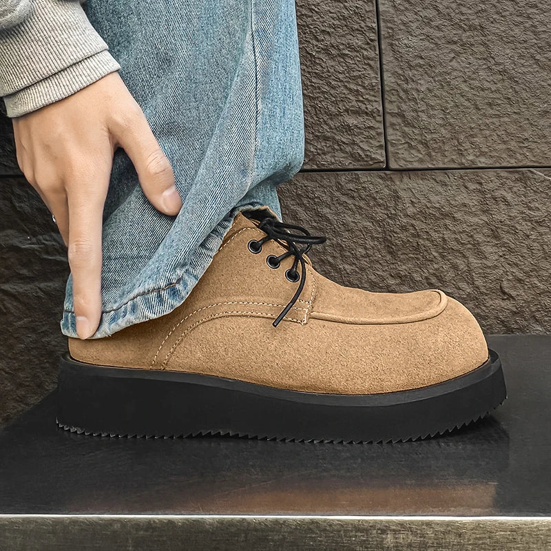 Men's Derby Shoes Fashion autumn and winter styles Office or leisure party 38-46 Hot selling young shoesThick bottom trend