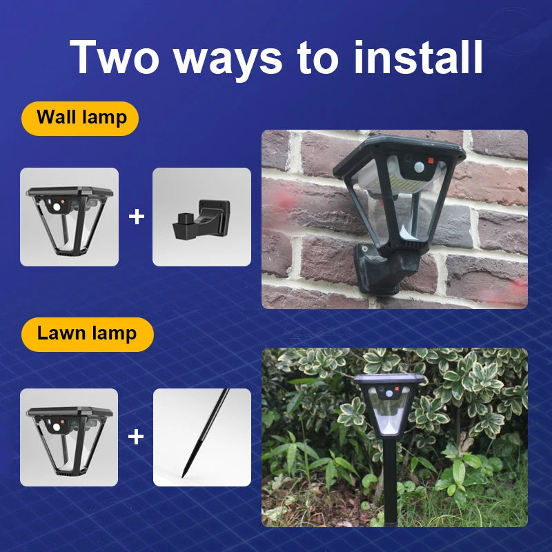 Solar Outdoor Lights USB Rechargeable Solar Lawn Lamp Motion Sensor 3 Modes Solar Wall Lamp Outdoor Waterproof Garden Yard Light