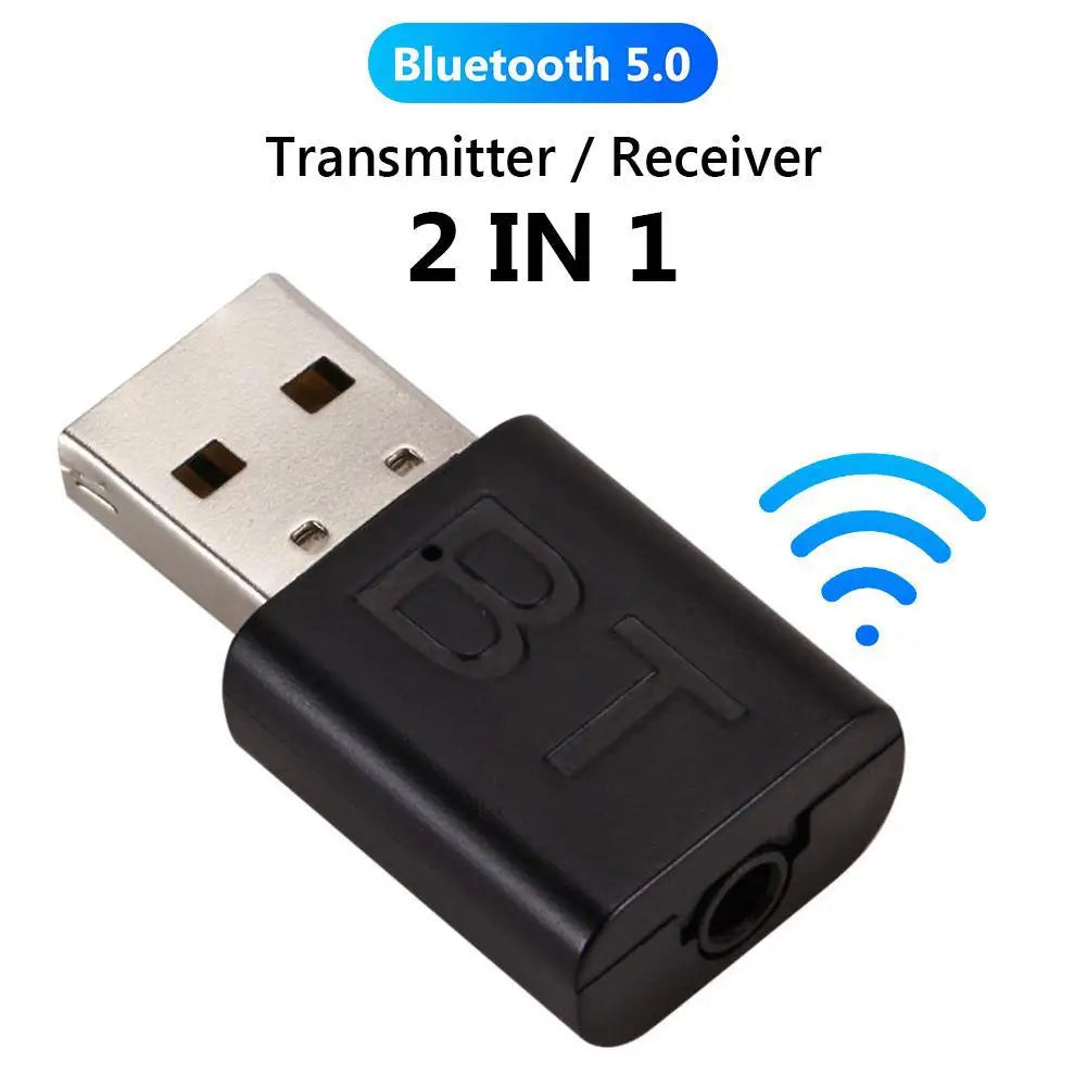 Bluetooth-compatible 5.0 Audio Receiver Dual Output AUX USB Stereo Car Hands-free Call Built-in Microphone Mic Wireless Adapter