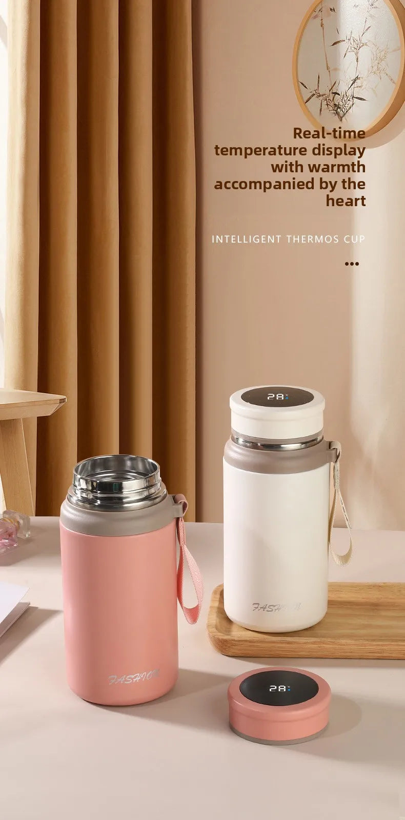 Smart thermos cup good-looking portable outdoor tea cup with temperature display High capacity 316 Stainless steel portable