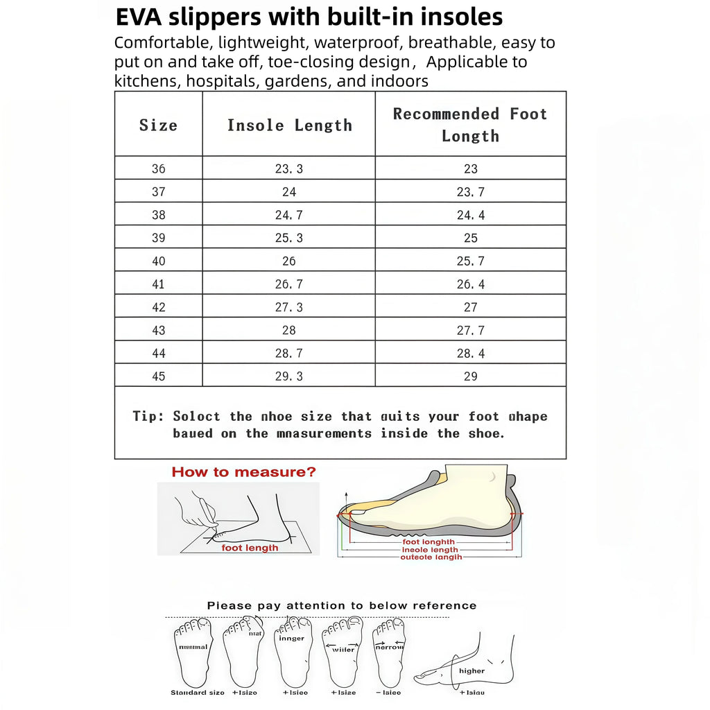 Men's Sandals with Built-In Insoles, Comfortable, Lightweight, Waterproof Chef Work Shoes, Women's Nurse Shoes, Garden Slippers