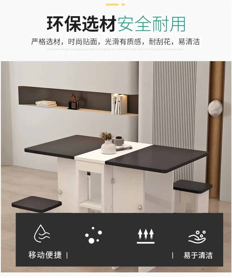 Folding White Dining Table Multifunction Family Waterproof Space Saving Dining Table Design Simple Mesas De Jantar Furnitures