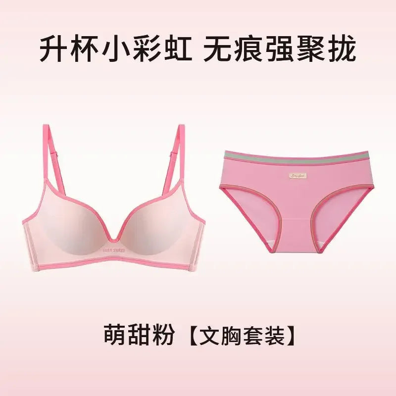 Push Up Seamless Bra for Small Chest | Colorful Dopamine Padded Bralette | Comfort Lift & Sexy Look for Women  Bra and Panty Set