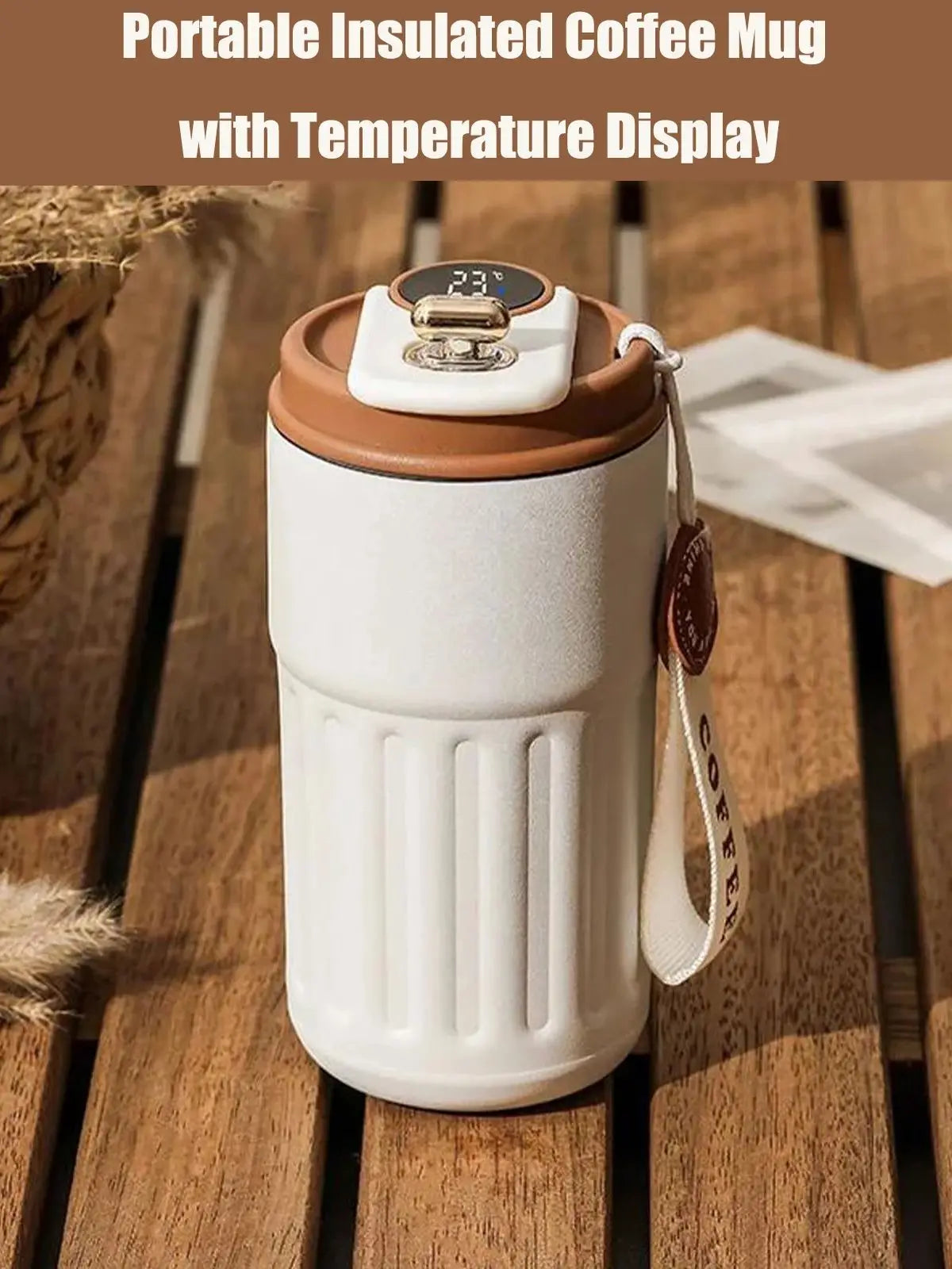Personalized Portable Coffee Thermal Cup Digital Temperature Travel Car Bottle Custom Logo Text Drinkware for Mom Dad Christmas