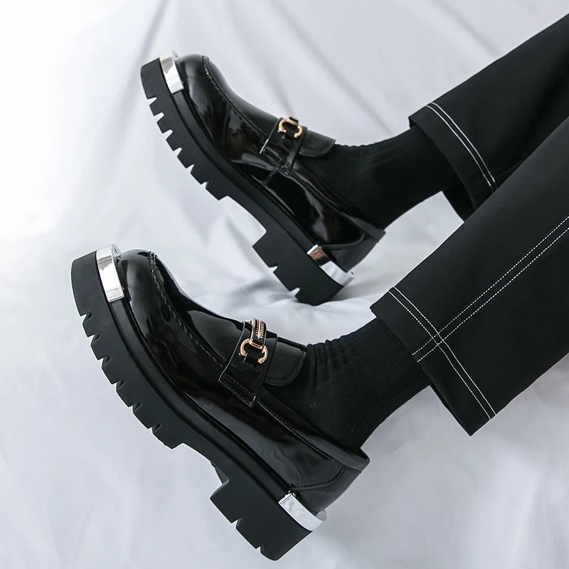 Men's thick soled shoes Luxury fashion designer styles Work Trend Nightclub casual party shoes Height increasing leather shoes