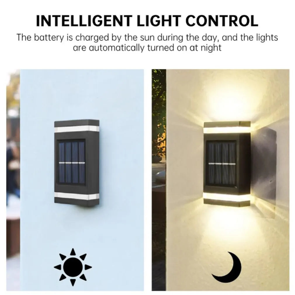 Solar LED Light Outdoor Waterproof Wall Lamp Dusk to Dawn Fence Lighting for Summer Garden Yard Porch Walkway Camping Home