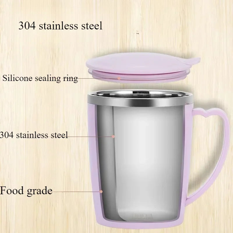 Portable Thermal Water Bottle 350ml Thermos Mug 304 Stainless Steel Coffee Cup with Handle Leak-Proof Vacuum Flask Insulated Cup