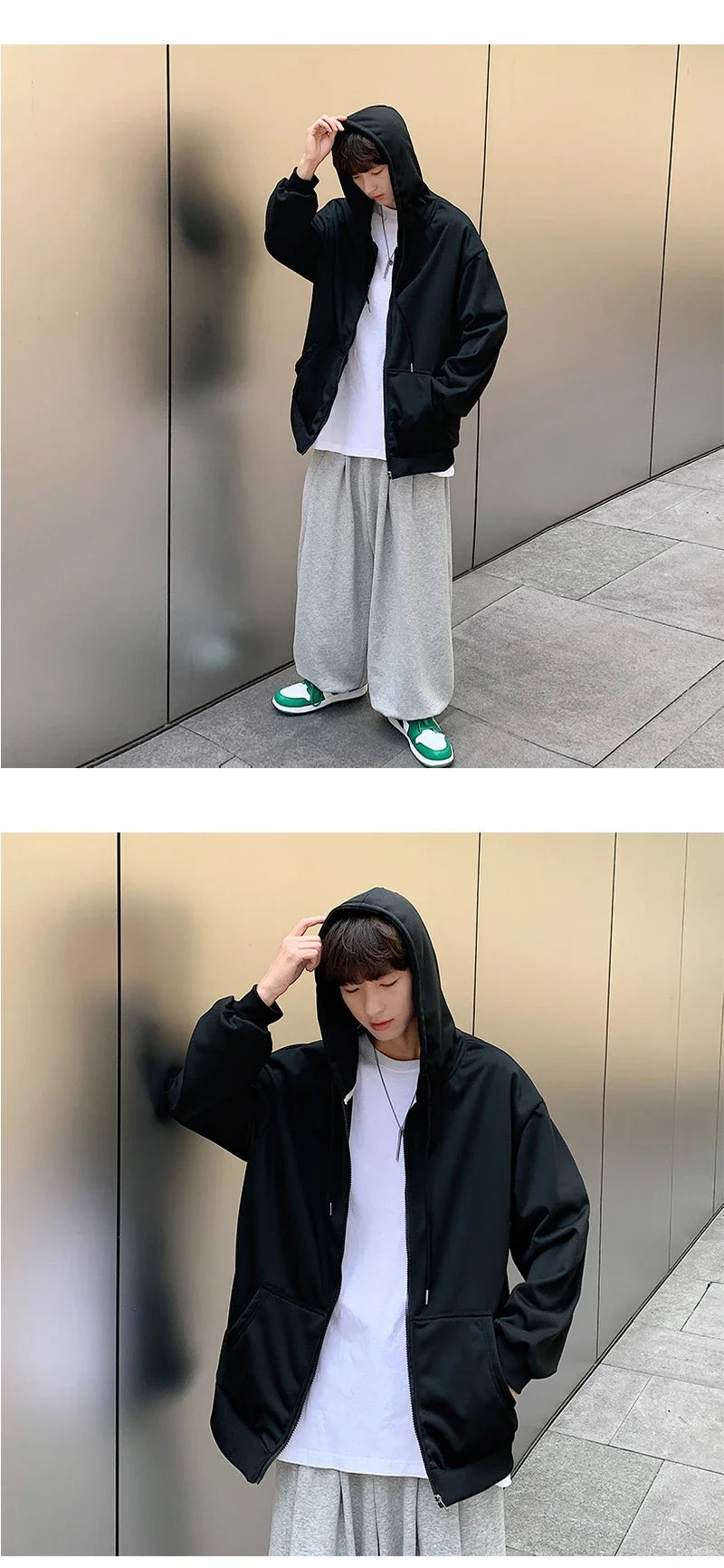 Men's  Trendy Hoodie Cardigan Autumn Hooded Sweatshirt Solid Color Classic Jacket Long Sleeve Zipper Coat Casual Men Clothing
