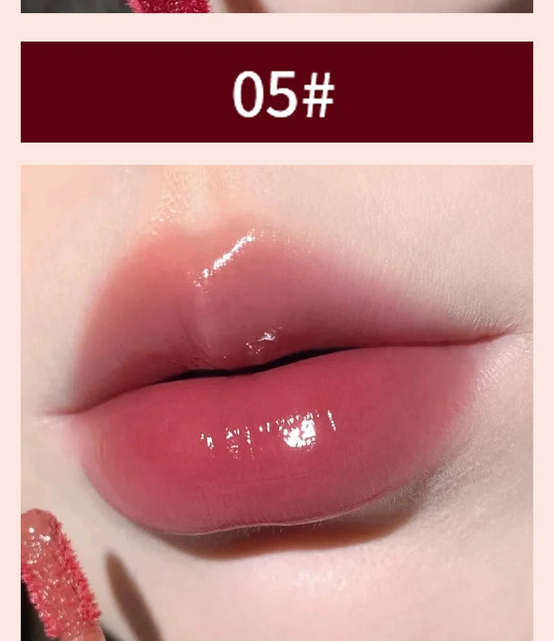 6 colors Light Glass-Like Lip Lacquer - Mirror Shine, Hydrating Formula; Smudge-Proof, Long-Wear, and Skin-Brightening
