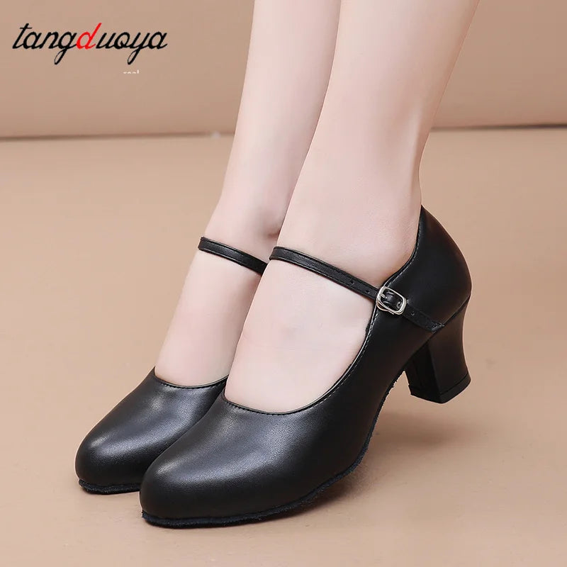 New women's dance shoes Latin party Social Dancing tango jazz elegant dance shoes closed toe black modern dance shoes 35-45