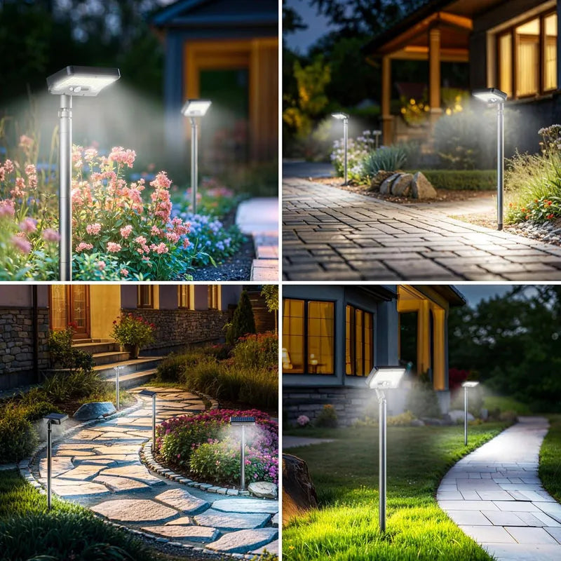 Solar Pathway Lights 92 LEDs Motion Sensor Garden Light Type-C Rechargeable Adjustable Angle for Walkway Driveway Sidewalk Patio