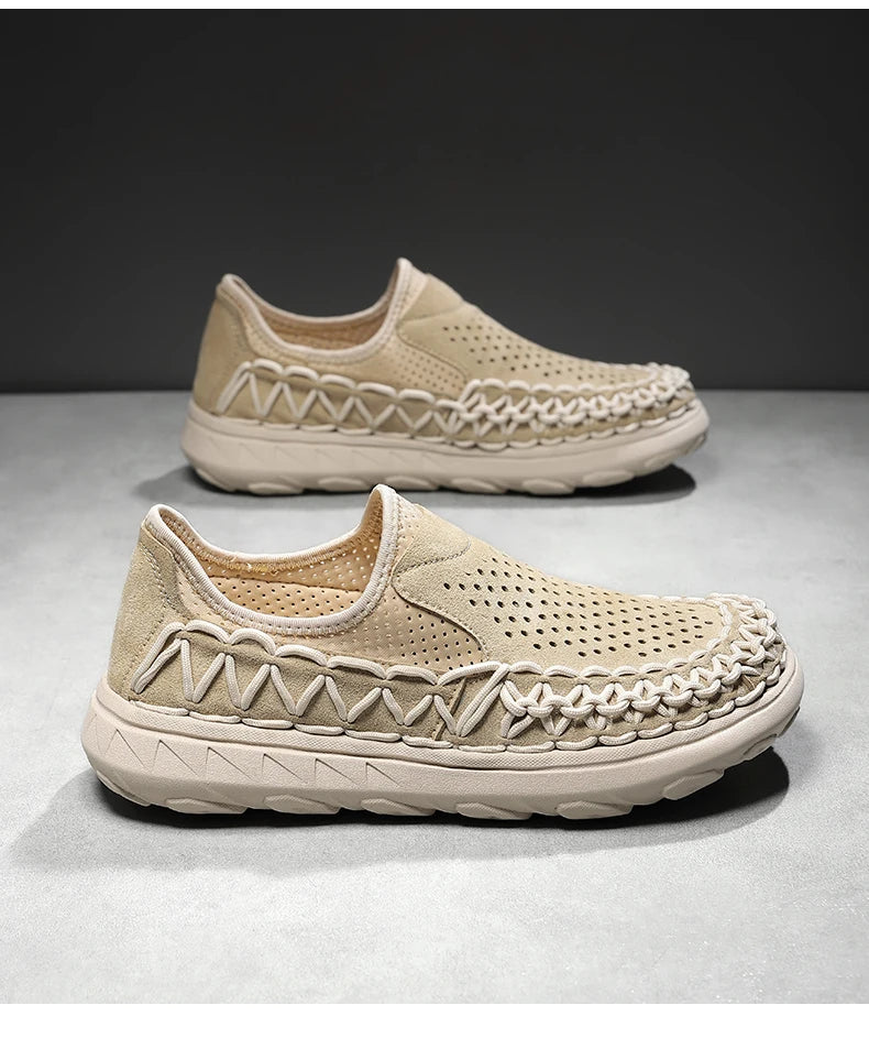 Summer Hand-woven Men's Shoes Fashion Men Casual Shoes Brand Designer Men Sneakers High Quality Outdoor Flats Driving Shoes