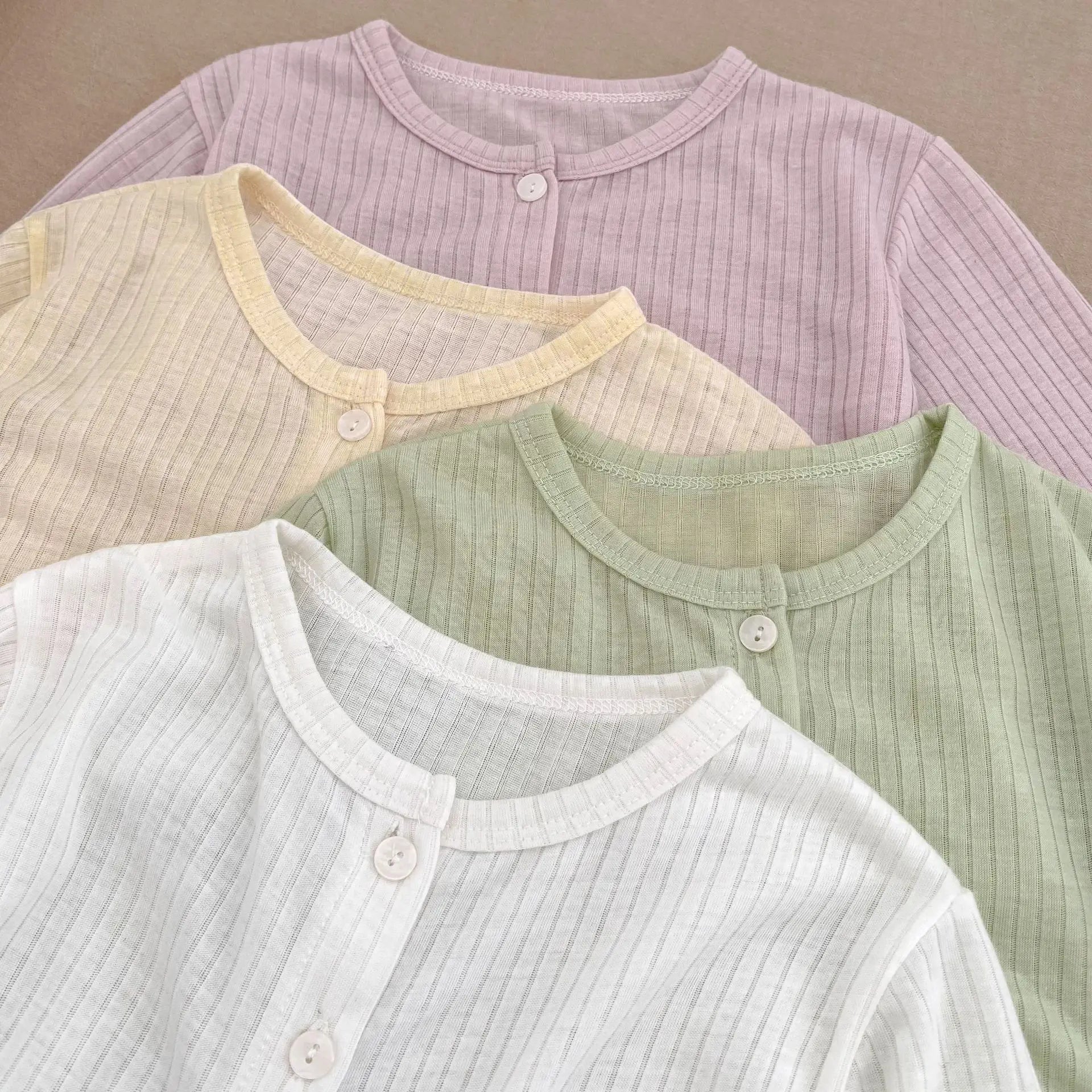 Summer Baby Girl Sunscreen Shirt Solid Color Simple Round Neck Air Conditioning Cardigan Lightweight Breathable Girl's Coat