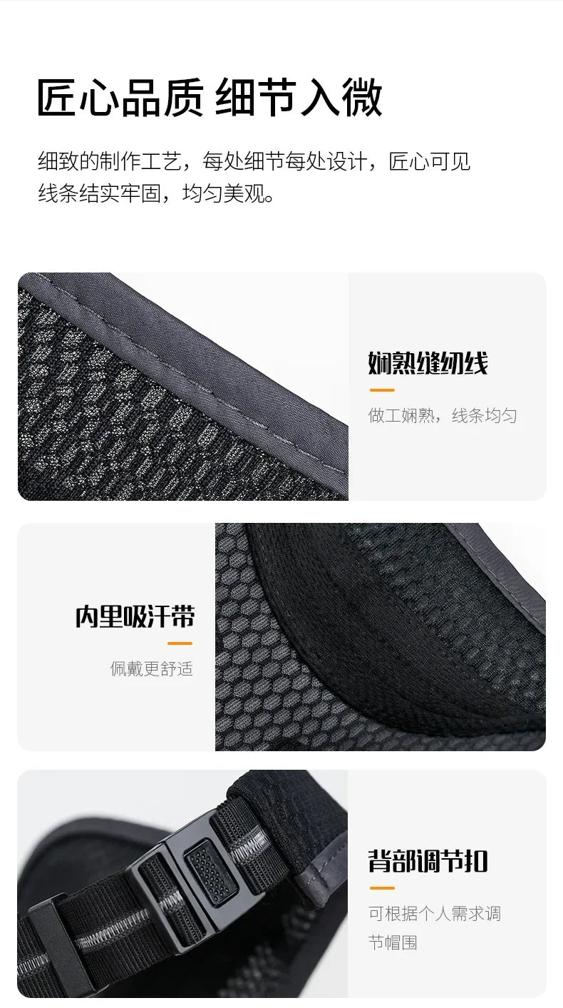 Summer Sports Sun Hats Women Hat Men's Cap New Adjustable Sun Visor Uv Protection Empty Top Tennis Running Sunscreen Mesh Brim
