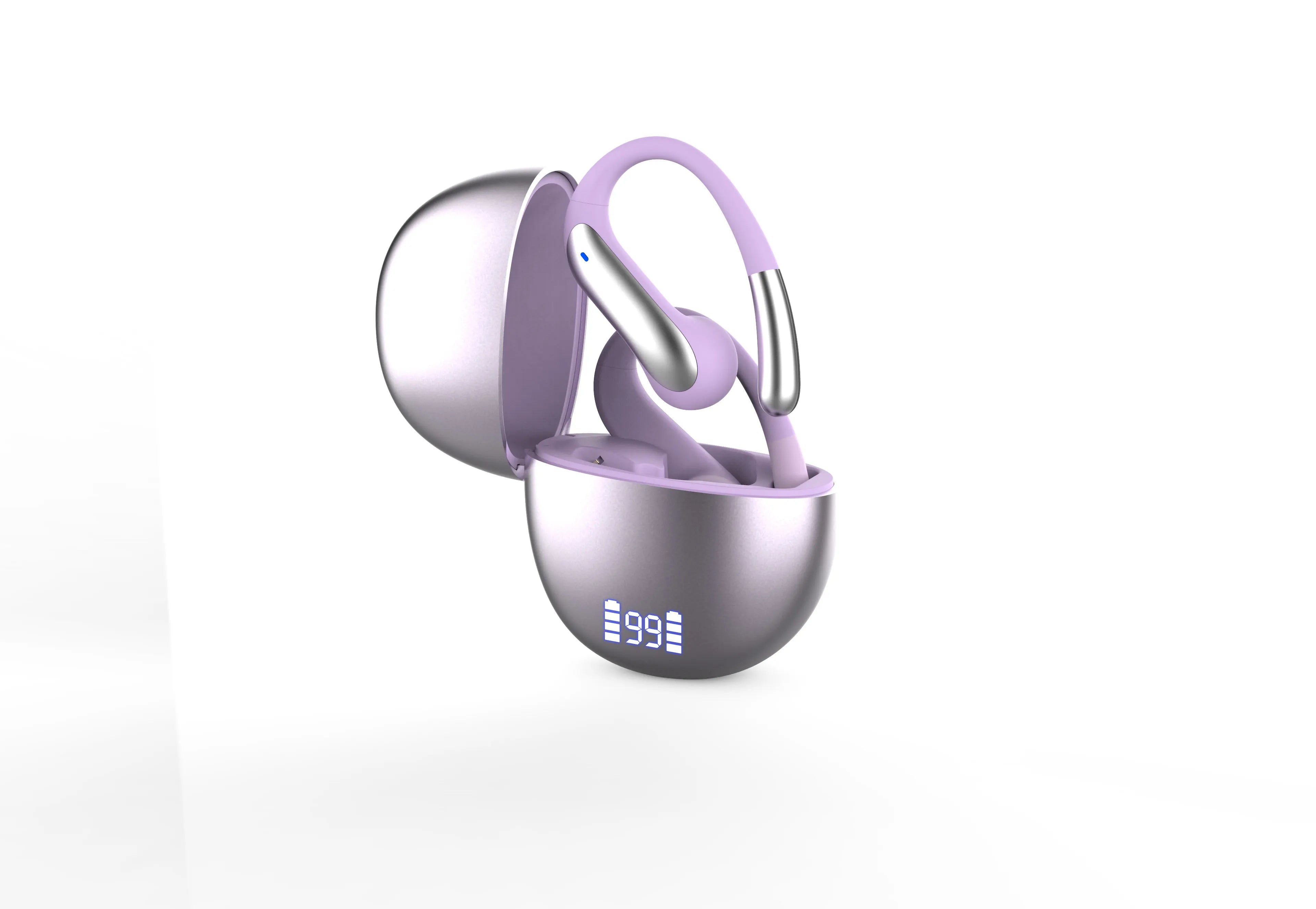 Bluetooth 5.3 Headphones LED Digital Power Display Long Playtime Comfortable Ear Hook Wear Noise Canceling Mic Stable Connection