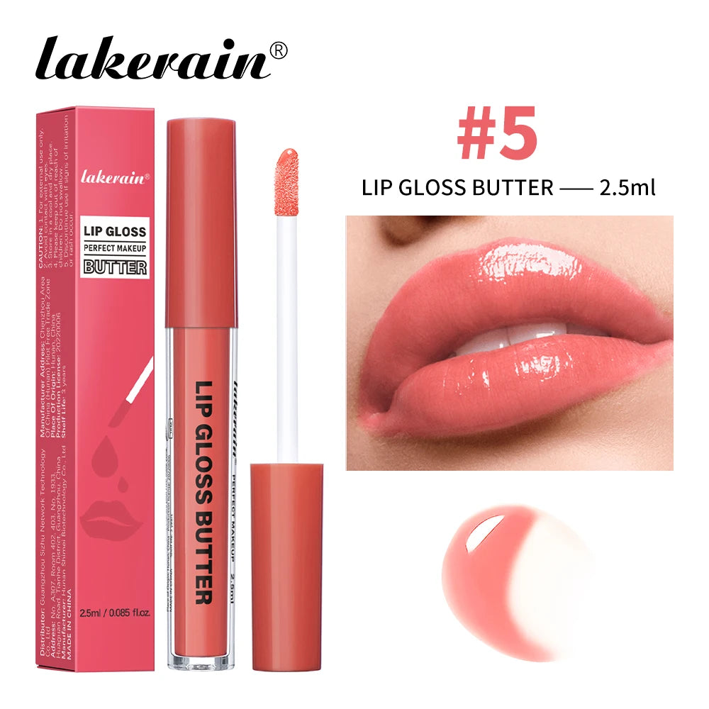 Lakerain Lip Gloss Butter  Long Lasting Non-stick  Beauty Waterproof Lip Stain Makeup Plumping Hydrating Lip Gloss Cosmetics