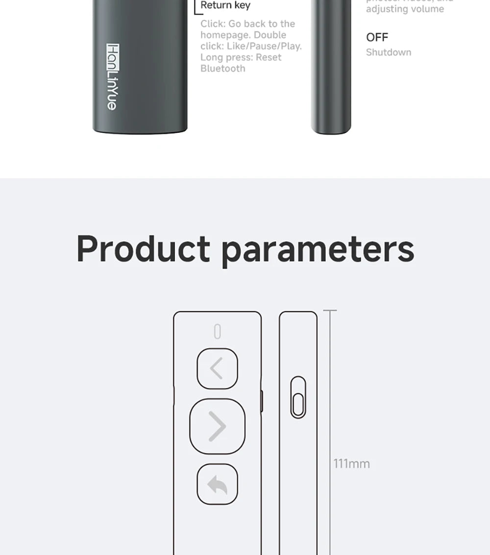 Bluetooth Page Turner Camera/Music Control Pen Paging Device E-book Reader Swipe Short Video Supports IOS Android Remote Control