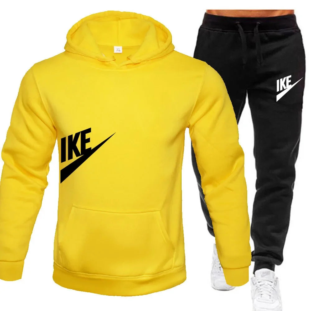 New autumn and winter jogging men's and women's sportswear set, a fashionable street hooded sweatshirt and pants 2-piece set