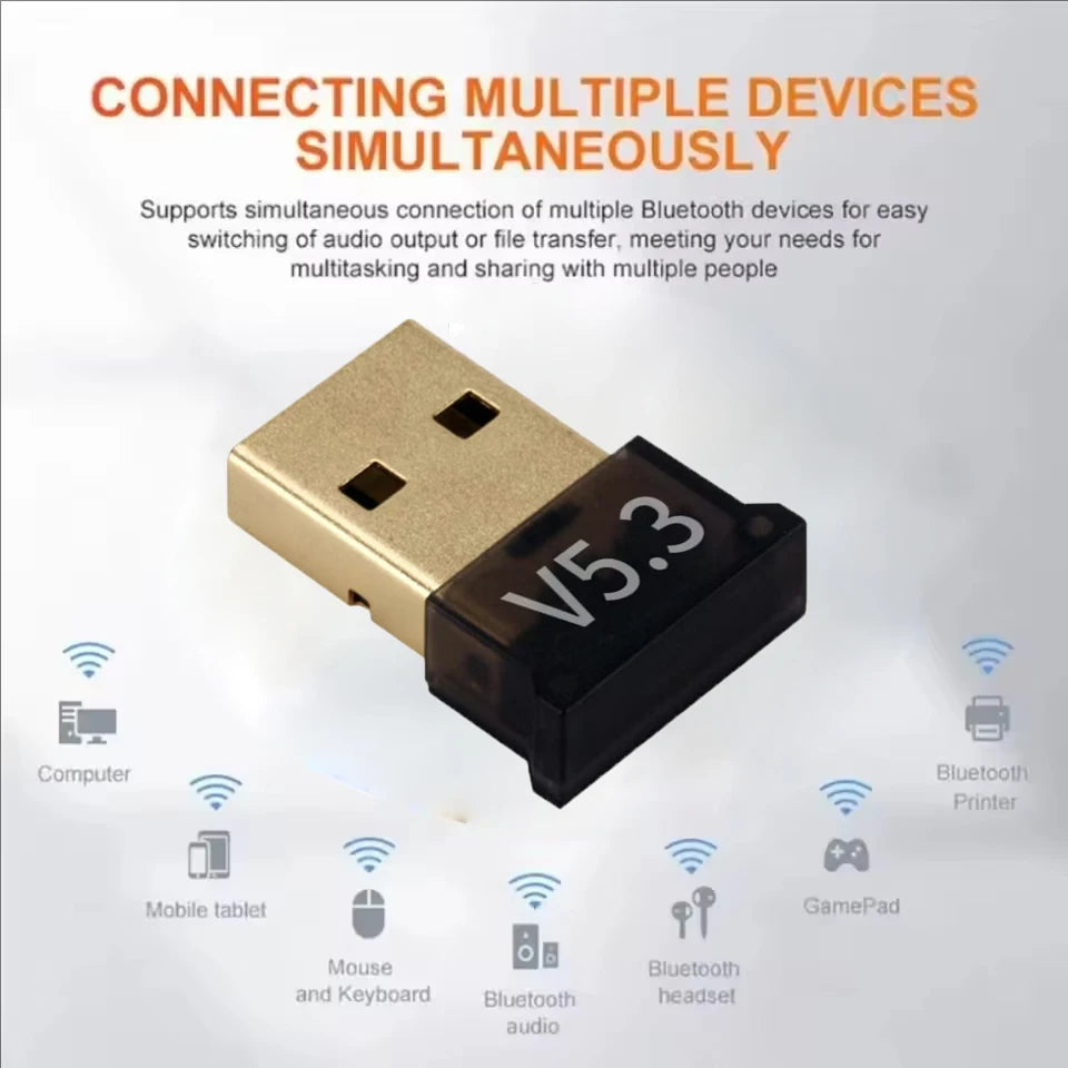USB Bluetooth 5.3 Adapter Wireless Bluetooth 5.1 Dongle Adapter for PC Laptop Wireless Speaker Audio Receiver USB Transmitter